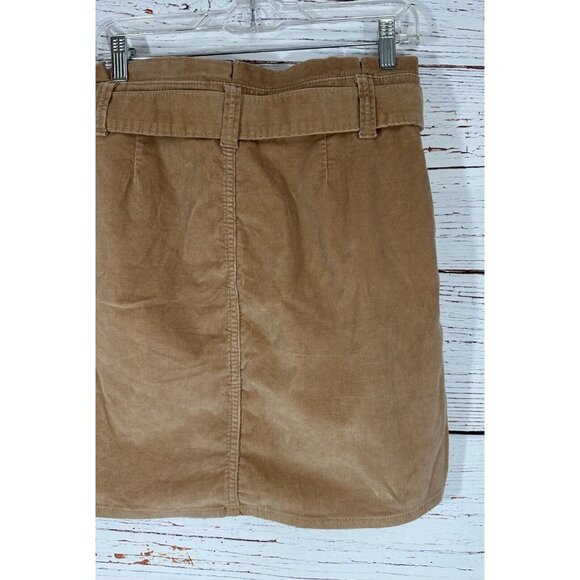 Express Corduroy Skirt Womens Teen Size 6 Brown Tan High Rise Belted Pockets - Picture 7 of 11